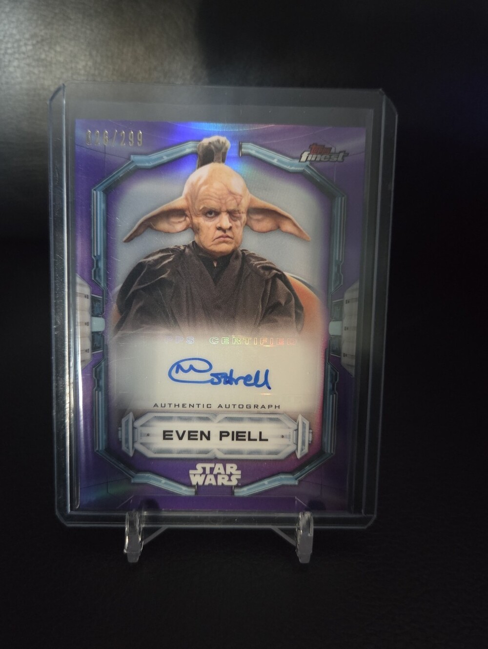 2022 Topps Finest Star Wars Purple Refractor Autograph Card of Even Piell
